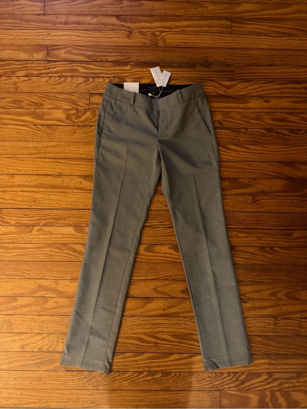 🆕 BANANA REPUBLIC Ryan Straight Mid Rise gray Petite dress pants